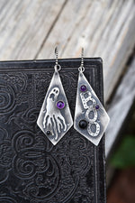 Mismatched Ghost/Boo Earrings - Amethyst and Black Onyx