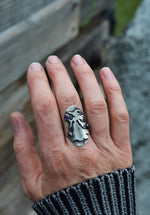 Enchanted Witch Ring - Amethyst and Black Onyx - Will Fit Like a Size 8
