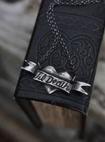 Tattoo Heart Til Death Banner Necklace - Sterling Silver