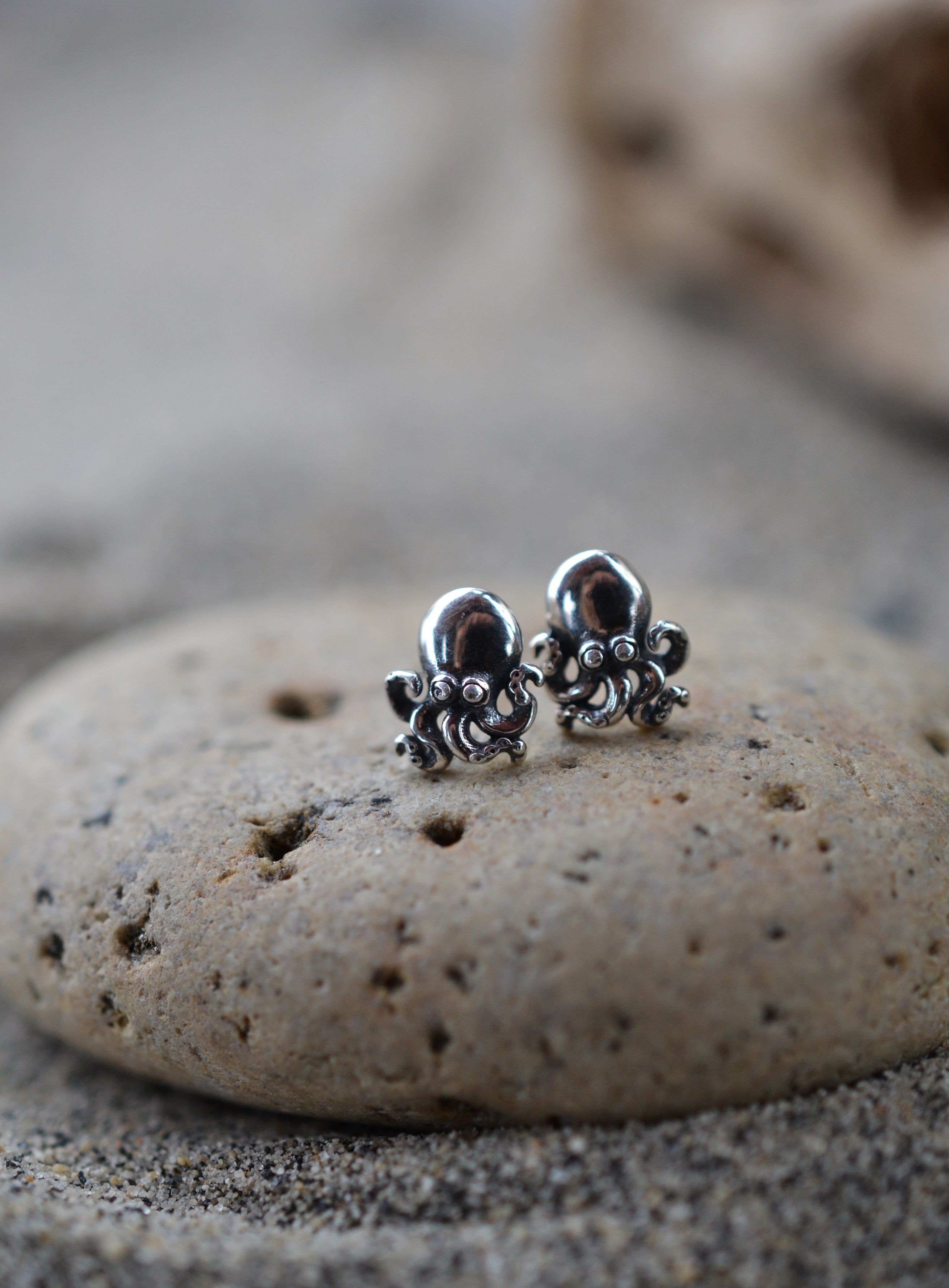 Low Stock! Octopus Stud Earrings - Sterling Silver