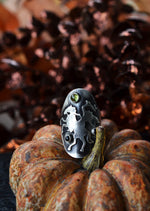 Terror of Sleepy Hollow Ring - Peridot and Black Onyx  - Will Fit Like a Size 6.5