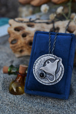Midnight Moon Necklace - Manta Ray and Black Star Diopside