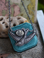 PRE-ORDER - Tattoo Swallow Pendant - Choose Your Stone - Chain Included and Adjustable