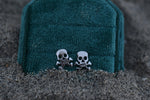 Jolly Roger Skull & Crossbones Stud Earrings - Sterling Silver