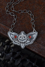 Jack-O-Lantern Moth- Carnelian - 16" Chain with 2" Extender to 18"