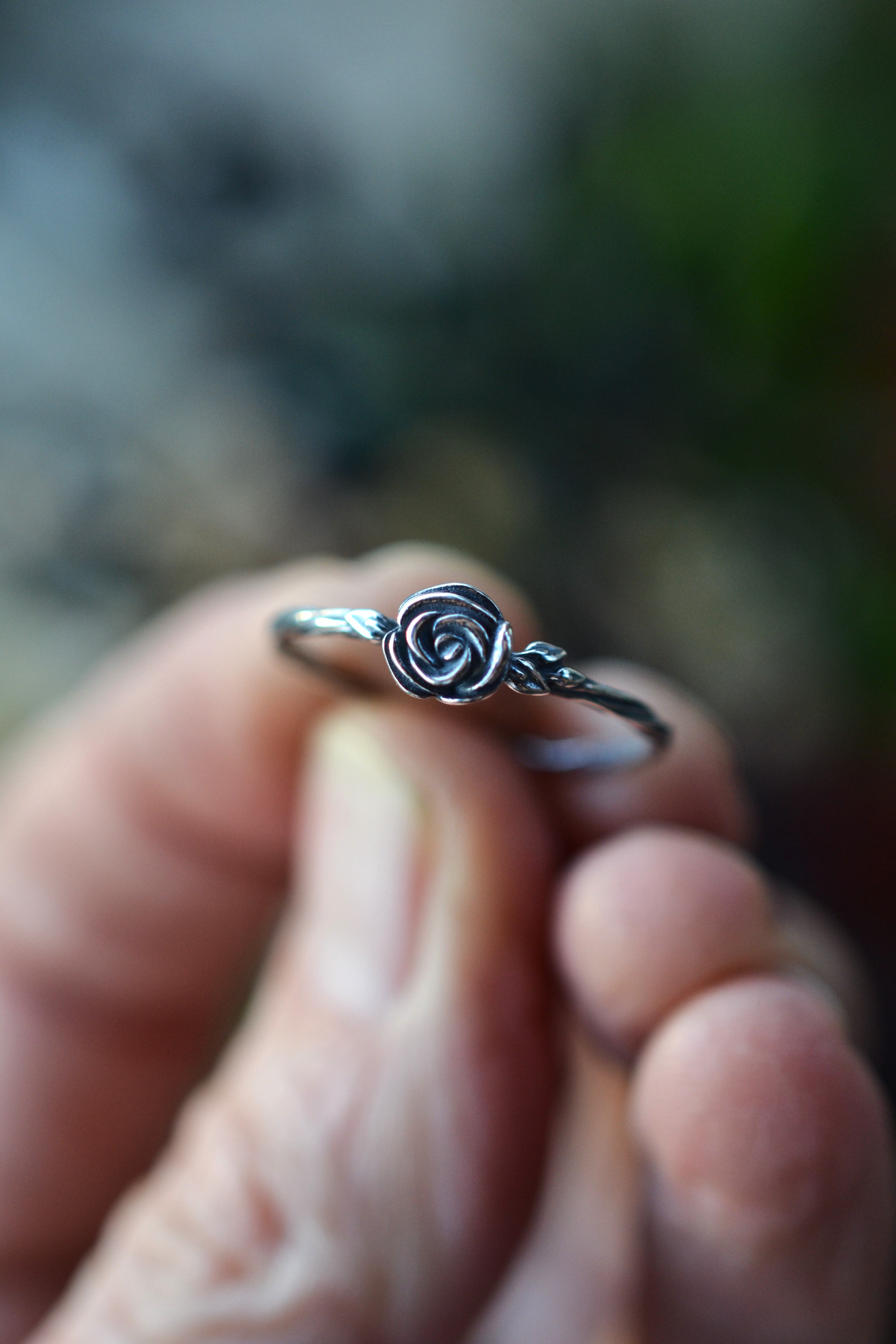 Thorn and Rose Ring - Sterling Silver - Sizes 6-10!