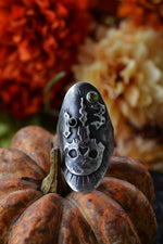 Skull Candle 13 Ring - Peridot and Black Onyx -  Will fit like a Size 9