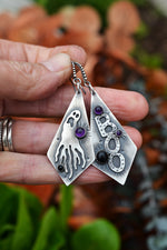 Mismatched Ghost/Boo Earrings - Amethyst and Black Onyx