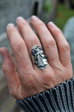Enchanted Witch Ring - Amethyst and Black Onyx - Will Fit Like a Size 8