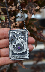 Spooky Loteria Card - La Calabaza - Chain is adjustable at 18" and 20"