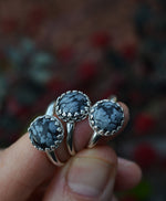 Snowflake Obsidian Gemstone Gallery Ring - Sterling Silver - Sizes 6-10
