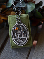 Night of the Dead Graveyard Necklace - Citrine and Black Onyx - 18" Chain Included