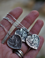 Heart Swallow Pendant - Double Sided - 16"or 18" Chain Included