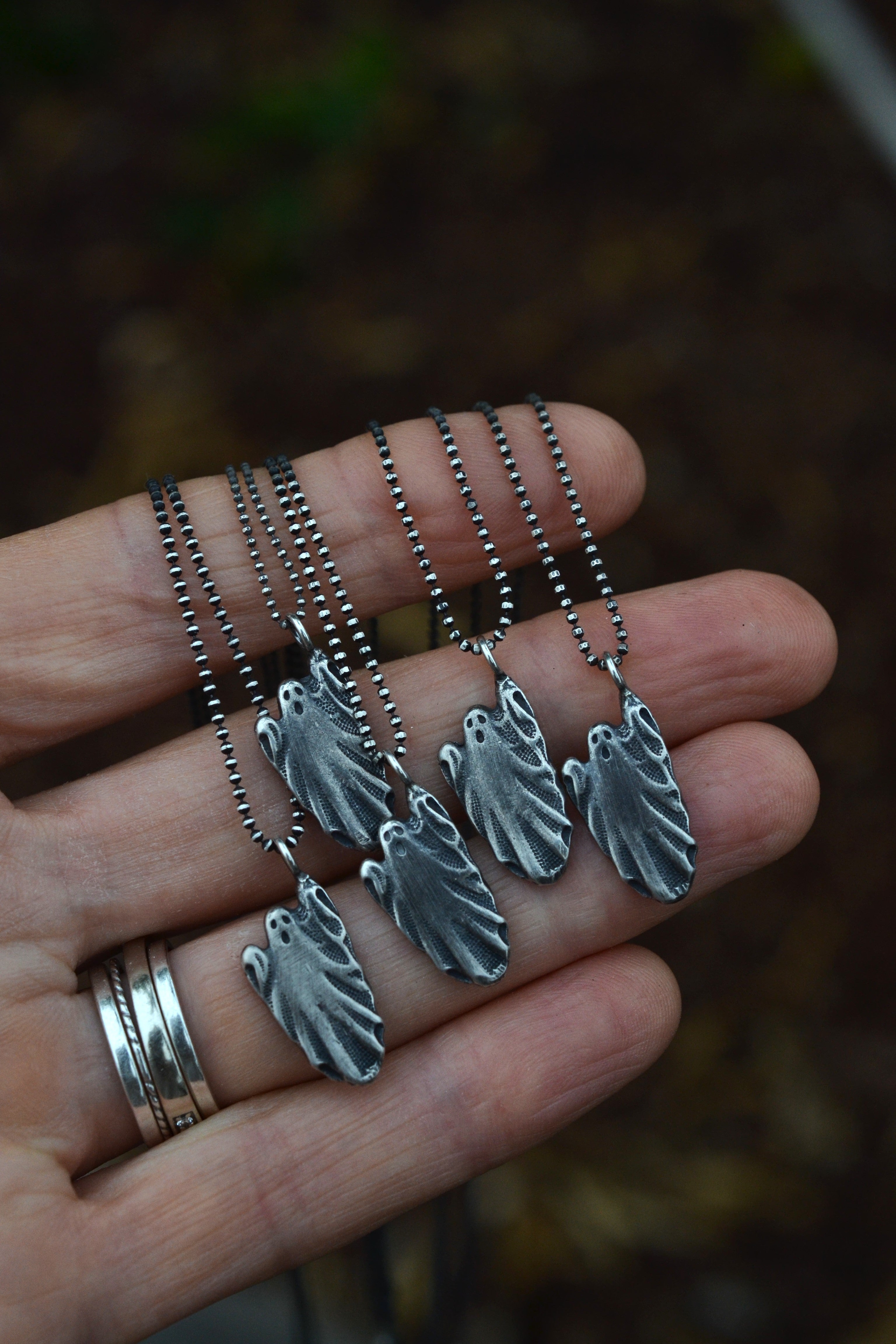 Spooky Spectre Charm Necklace - Sterling Silver - Ball Chain Included