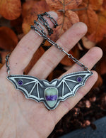 X-Large Candy Corn Bat Necklace  - OOAK - 18" Chain