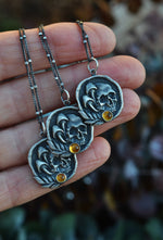 Death in the Forest - Citrine - Mushroom/Skull Charm - Chain Included