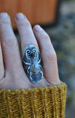 Stag Beetle Saddle Ring - Black Star Diopside - Size 7
