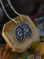 Garden Temptation Snake/Flowers Charm - BRASS-  18" Chain Included
