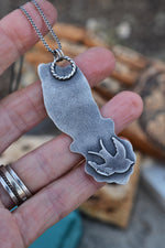 Large Victorian Hand - Scrimshaw and Black Onyx - 24" Chain Included