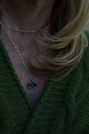 Bat Cameo Charm Necklace - Sterling Silver - 18" or 20" Chain Included