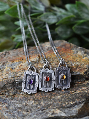 Sweet Tooth Molar Pendant - Choose Your Stone  - 16" or 18" Chain Included