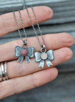 Sweet Bow Charm Necklace - Sterling Silver - 18" Chain Included - Only 1 of Each is Left!