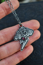 Lucky 13 Tattoo Cloud Necklace - Garnet - 18" Stationary Chain Included