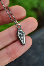 Mini "13" Coffin Charm Necklace - Sterling Silver - 18" Chain Included