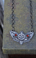 Jack-O-Lantern Moth- Carnelian - 16" Chain with 2" Extender to 18"