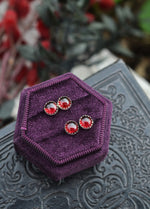 One Pair of Garnet Stud Earrings - 6mm Round - Sterling Silver