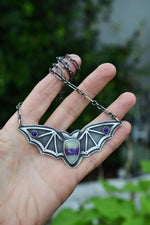 X-Large Candy Corn Bat Necklace  - OOAK - 18" Chain