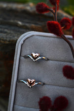 Tapered Heart Ring - Sterling Silver and Rose Gold Plated - Size 6-11