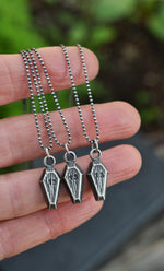 Mini "13" Coffin Charm Necklace - Sterling Silver - 18" Chain Included