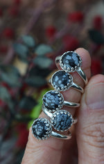 Snowflake Obsidian Gemstone Gallery Ring - Sterling Silver - Sizes 6-10