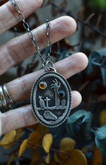 Night of the Dead Graveyard Necklace - Citrine and Black Onyx - 18" Chain Included