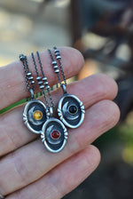 Crescent Moon Cameo Charm Necklace - Choose Your Stone and Chain Length