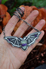 X-Large Candy Corn Bat Necklace  - OOAK - 18" Chain