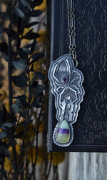 X-Large Lucky #13 Spider Candy Corn Pendant  - OOAK - 20" Chain Included