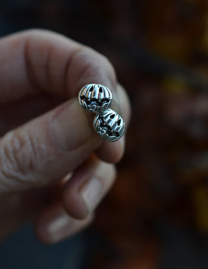 Jolly Jack-O-Lantern Stud Earrings - Sterling Silver