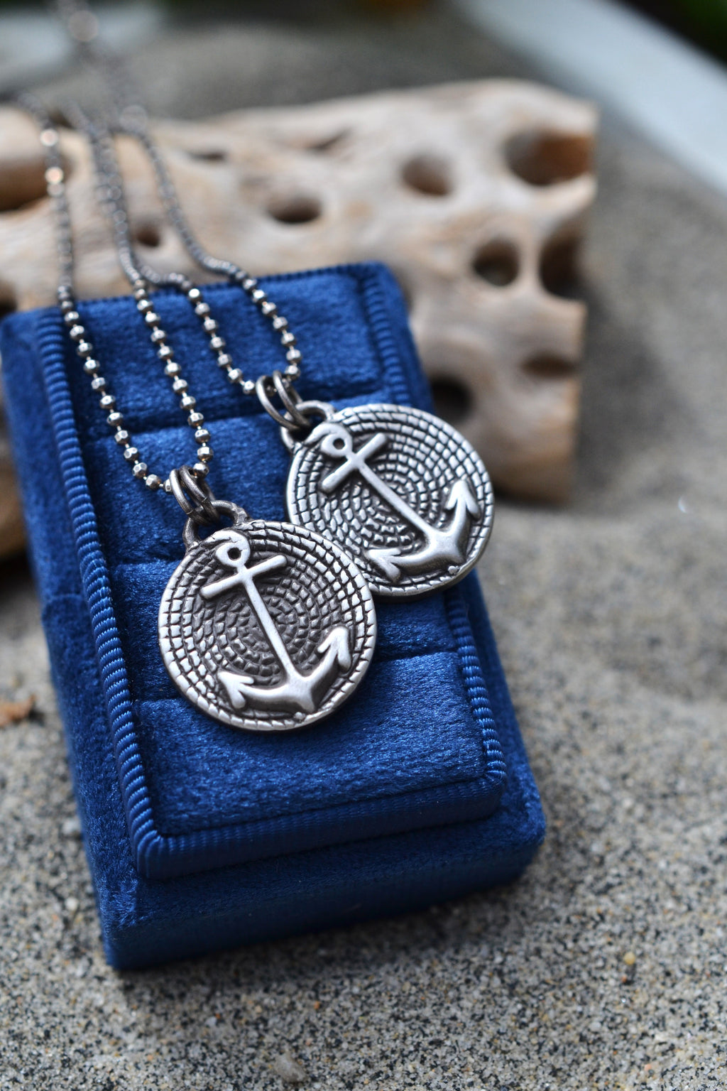 Anchor/Rope Necklace - 18" or 20" Beaded Chain Included