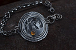 Zombie Graveyard Link Bracelet - Citrine and Black Onyx - 6.5"-7.5"