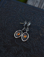 Crescent Moon Cosmos Earrings - Post Style - Choose from Black Onyx, Carnelian or Citrine