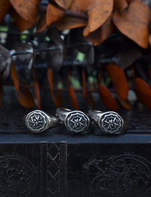 Spider in Web Signet Ring - Sterling Silver - Pre-Order in your Size!