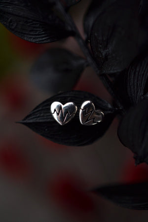 EKG Heartbeat Heart Studs - Sterling Silver - Only 3 Pairs Left!
