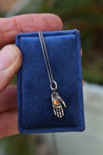 Pre-Order! Keeper of the Light - Tiny Hand Charm - Citrine or Rainbow Moonstone - 18" Chain Included