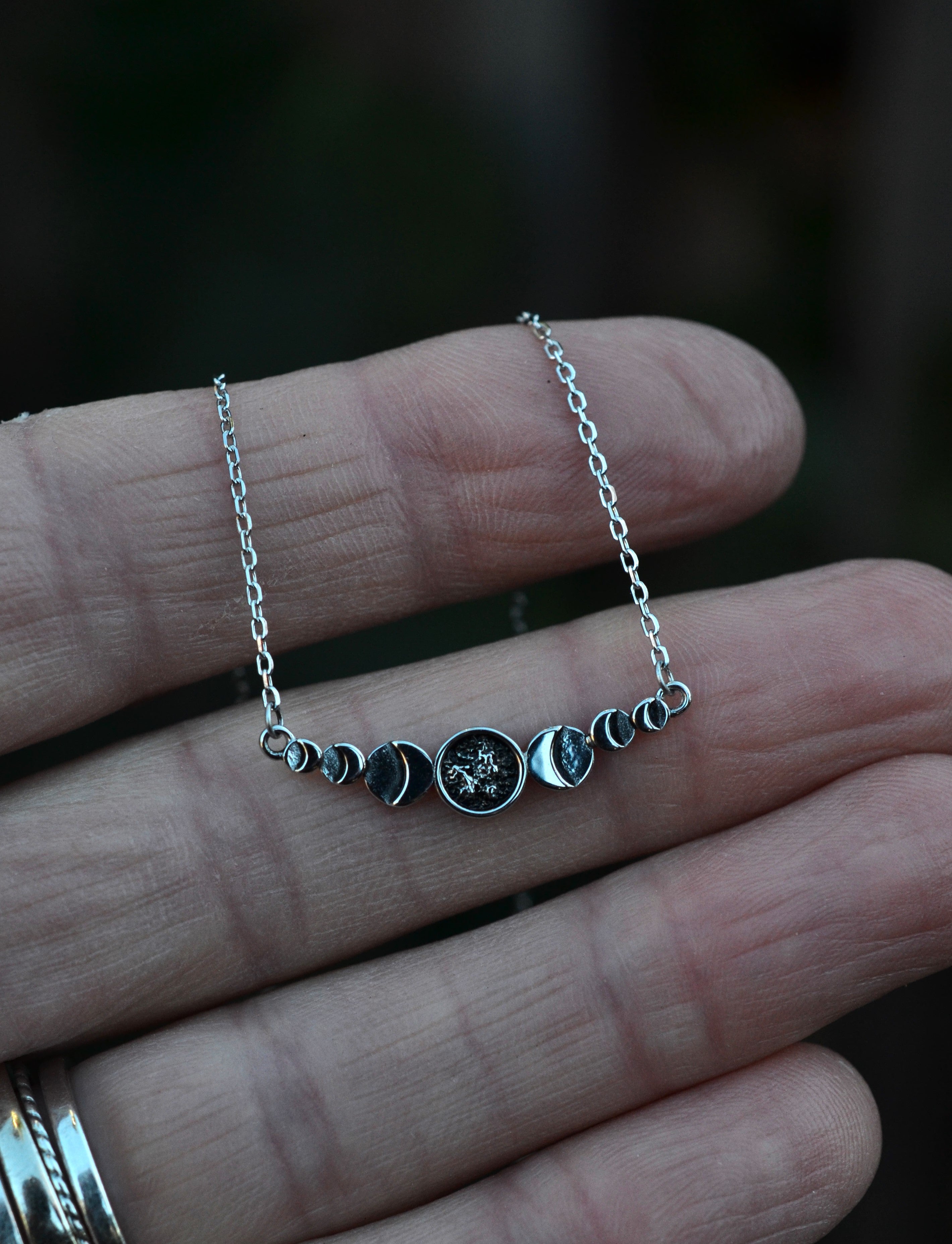 Moon Phase Necklace - Sterling Silver - 16" Chain with 2" Extender