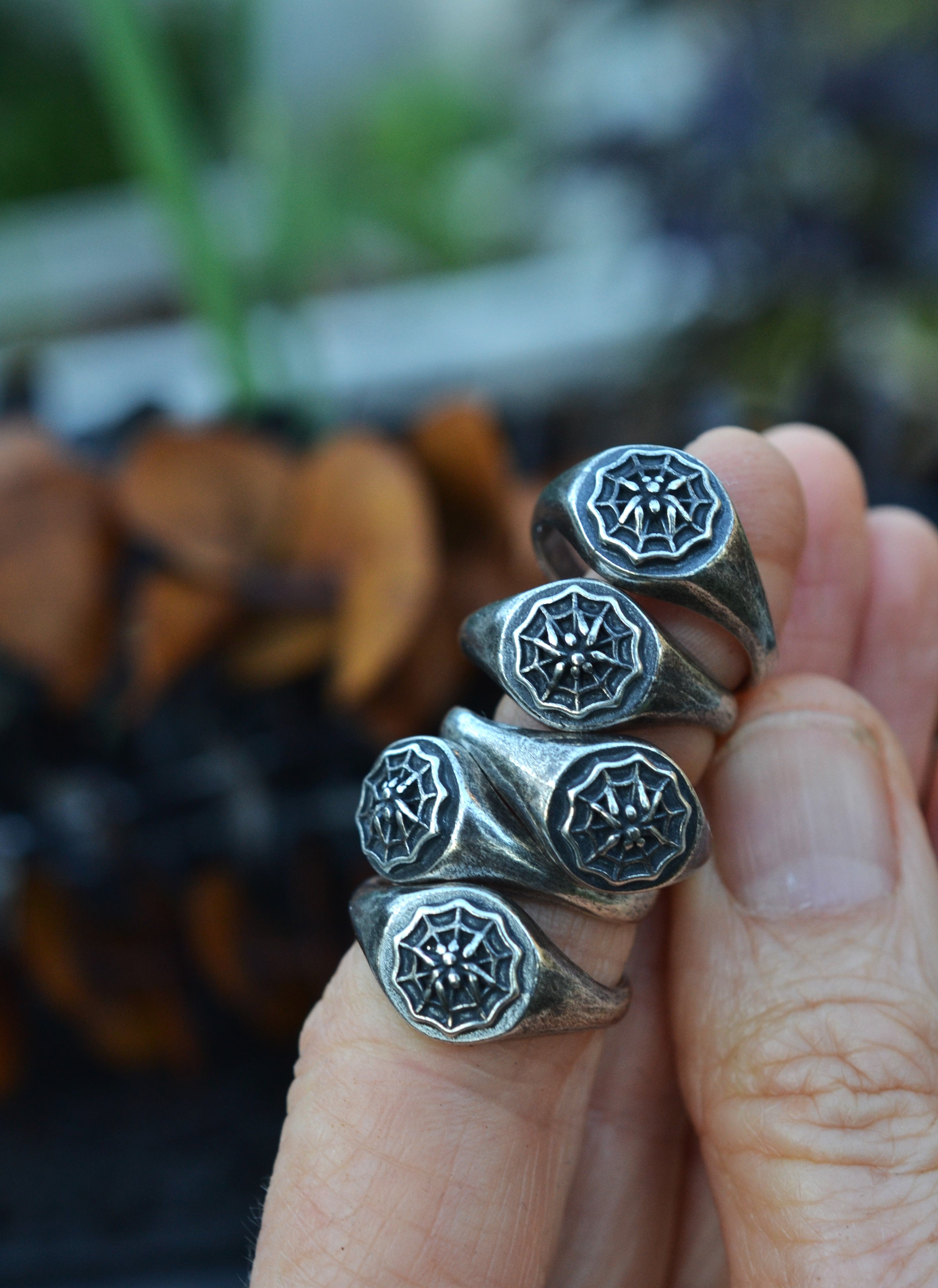 Spider in Web Signet Ring - Sterling Silver - Pre-Order in your Size!