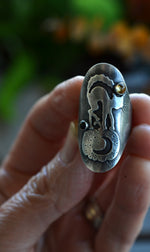 Black Cat Jack-0-lantern Ring - Size 7  - Citrine and Black Onyx