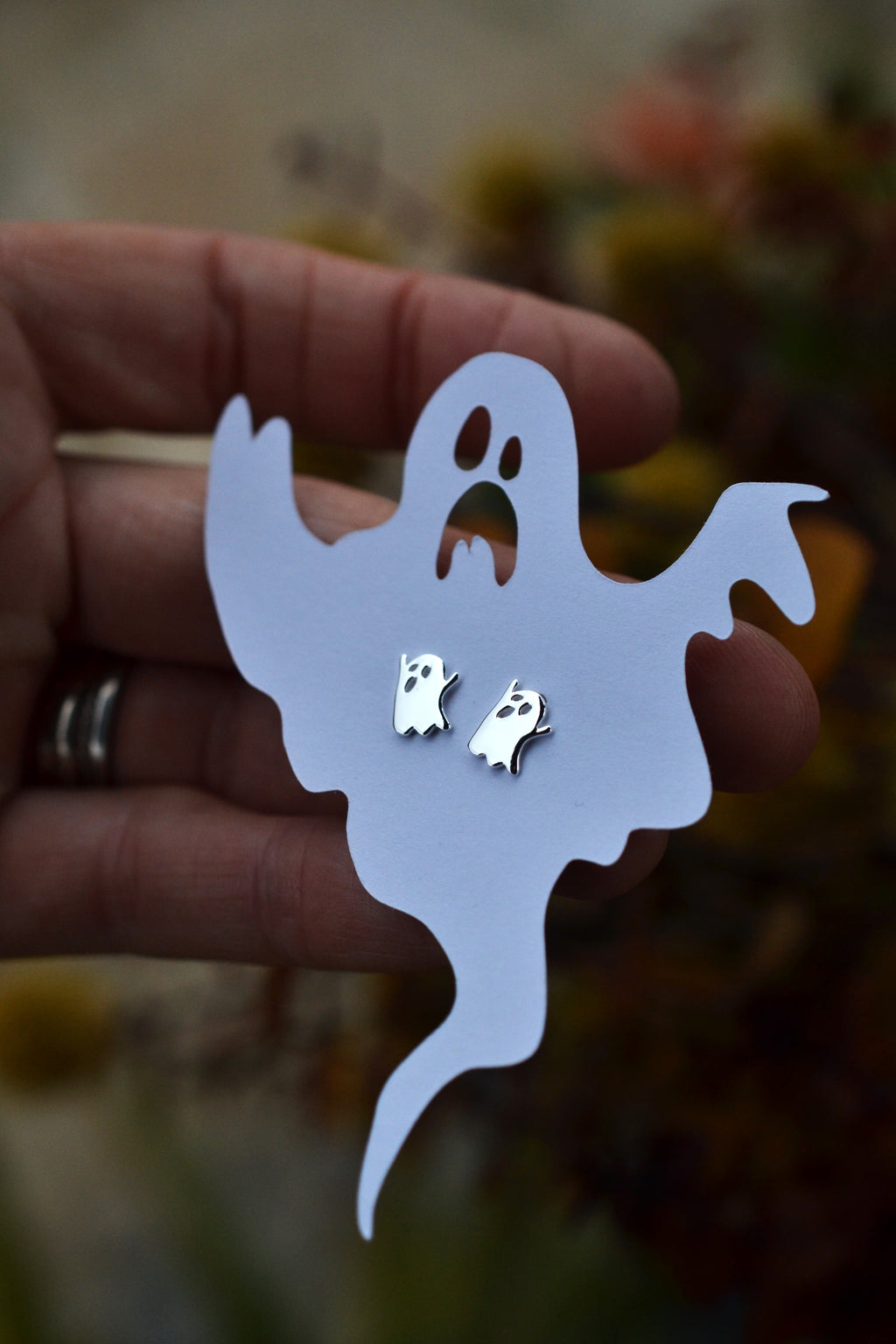 Spooky Ghost Studs - Sterling Silver
