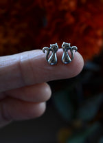 Black Cat Studs - Sterling Silver
